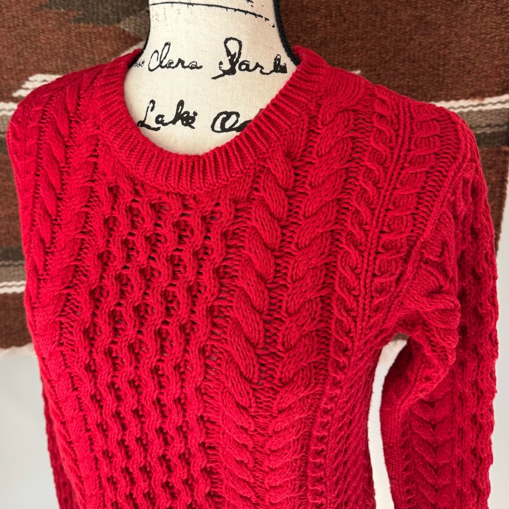 Sies Marjan Britta Cotton Cable Knit Sweater in Lipstick Red - Picture 4 of 9